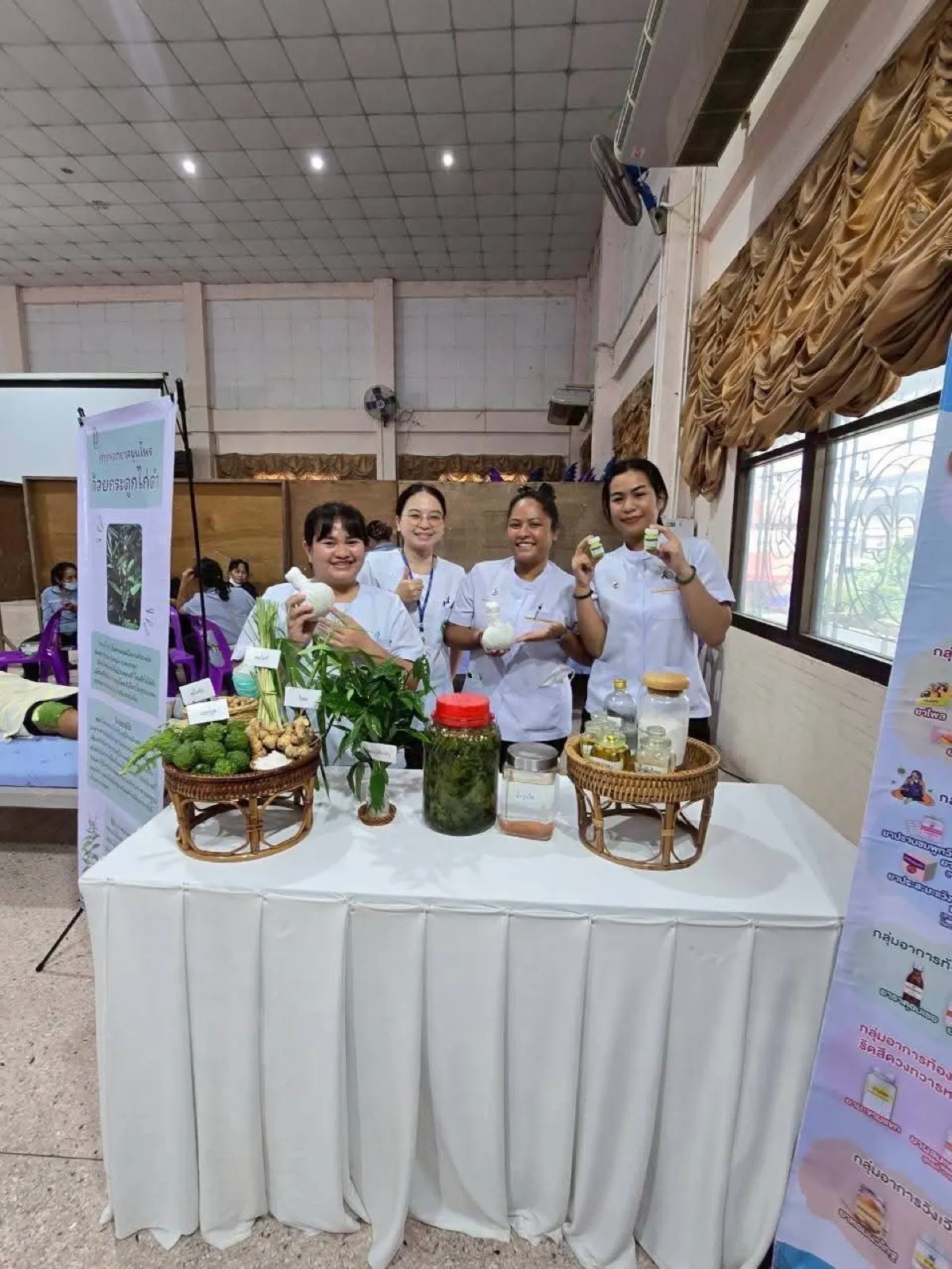 The team’s herbal product stand at a public event