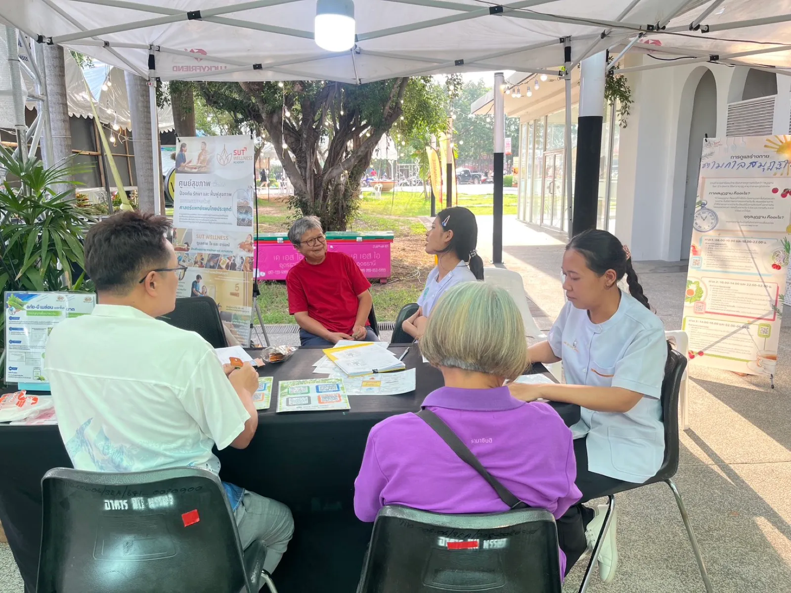 One-to-one health consultation at a mobile clinic
