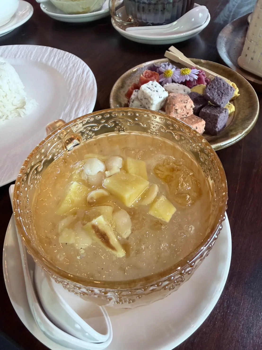 A cold herbal dessert to close the meal