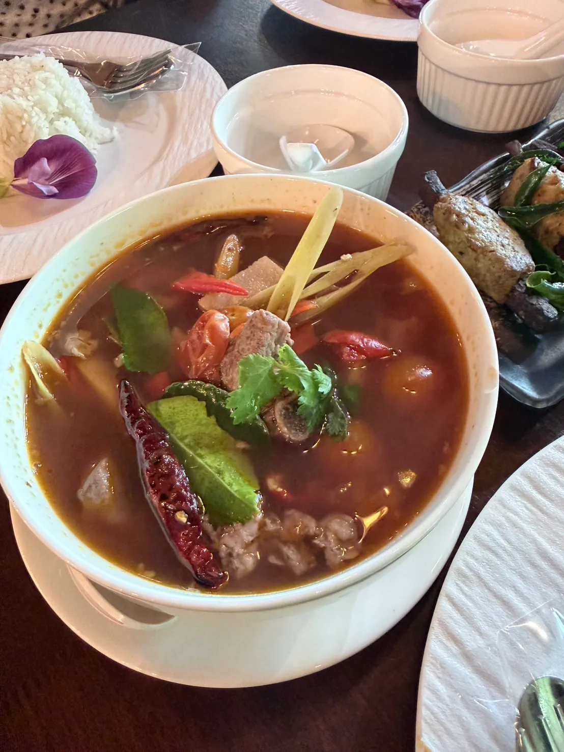 Herbal tom yum from the Phu Pang Sawan kitchen