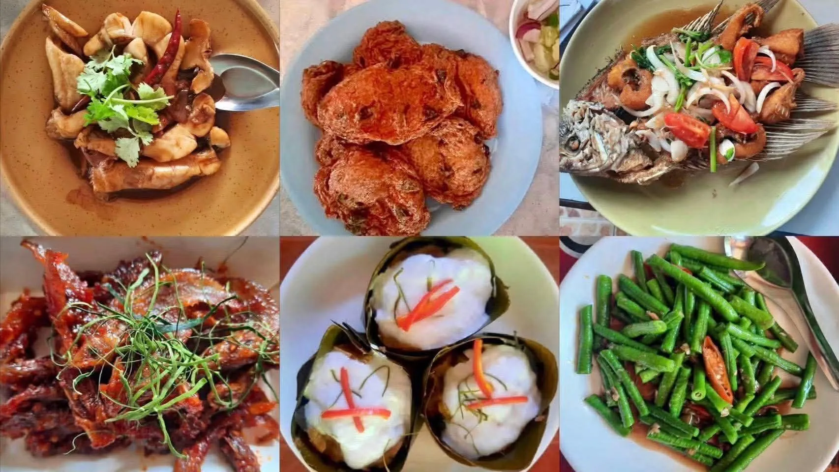 A river-fish spread at Pa Samran, Ko Thepho